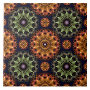 Fractal glossy frilly star mönster kakelplatta