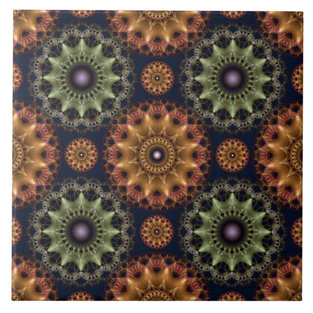 Fractal glossy frilly star mönster kakelplatta (Framsidan)