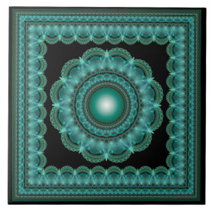 Fractal glossy mandala kakelplatta