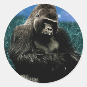 Fractal Gorilla i ängen Runt Klistermärke