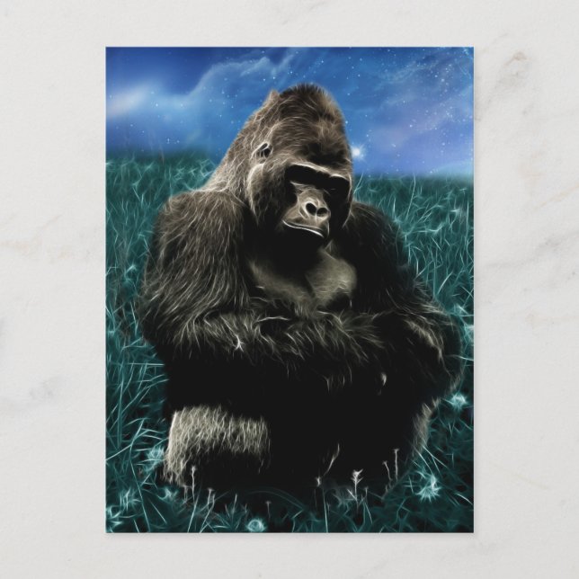 Fractal Gorilla i ängen Vykort (Framsida)