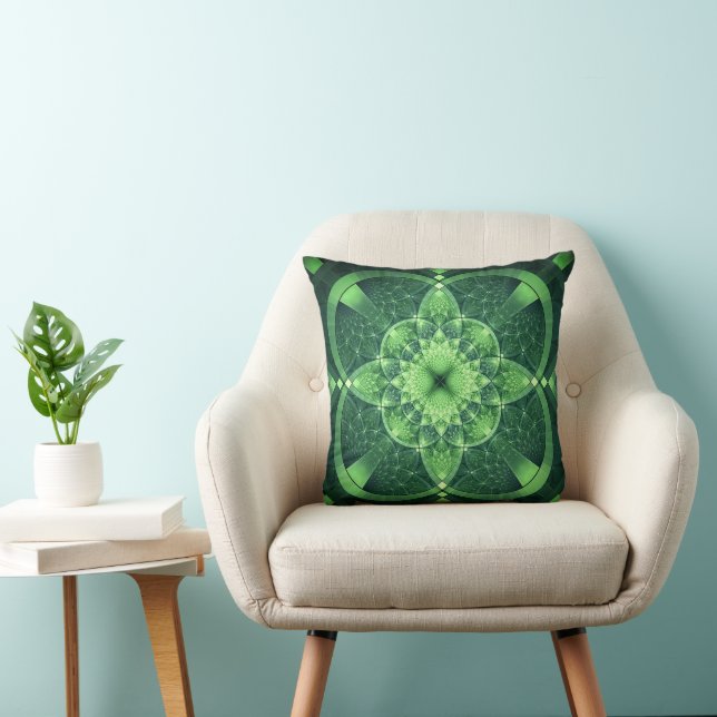 Fractal Grönt St patrick's day Lucky Shamrock Kudde (Stol)