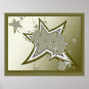 Fractal Guld Stars Poster