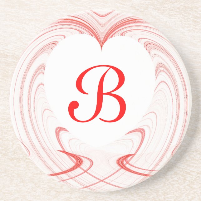 Fractal Heart-serien - vit och röd underlägg Sandsten (Framsidan)