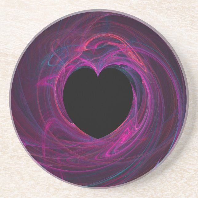 Fractal Heart Series-3—pnk Swirl Underlägg (Framsidan)