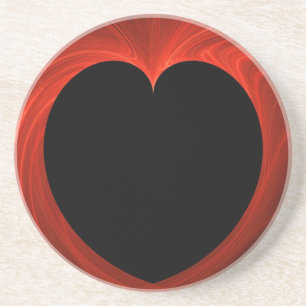 Fractal Heart Series-7—Red Swirl Underlägg Sandsten