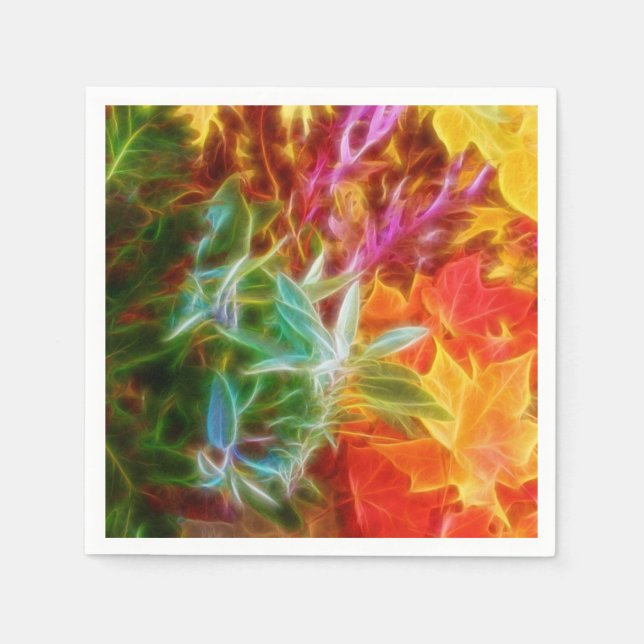 Fractal Höst löv Rainbow Pappersservett (Framsidan)