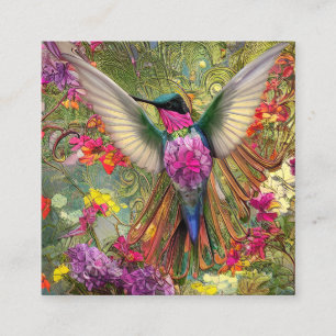 Fractal Hummingbird Gem Graphic Fyrkantigt Visitkort