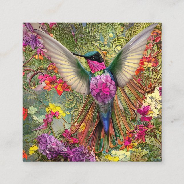 Fractal Hummingbird Gem Graphic Fyrkantigt Visitkort (Framsida)