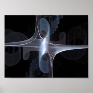 Fractal i blått och grått poster