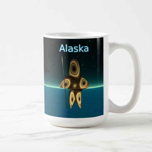 Fractal Inuit Hunter - Alaska Kaffemugg (Höger)