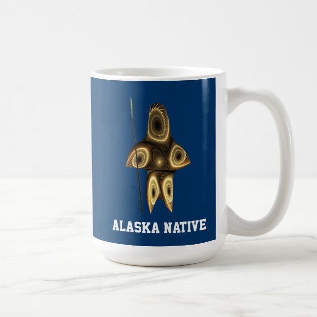 Fractal Inuit Hunter - Alaska Native Kaffemugg (Höger)