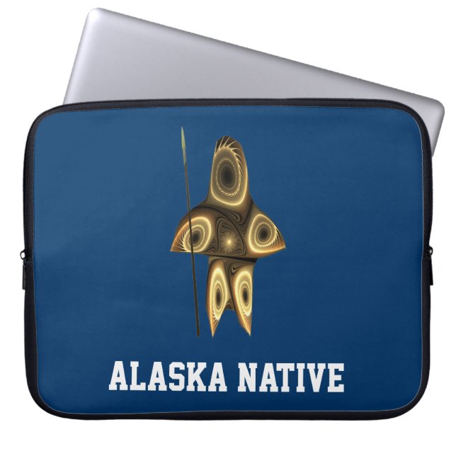 Fractal Inuit Hunter - Alaska Native Laptop Sleeve (Framsidan)