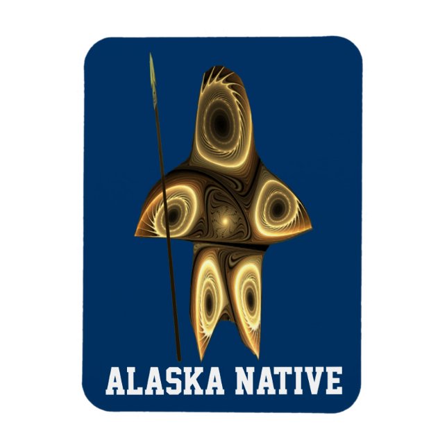 Fractal Inuit Hunter - Alaska Native Magnet (Vertikal)