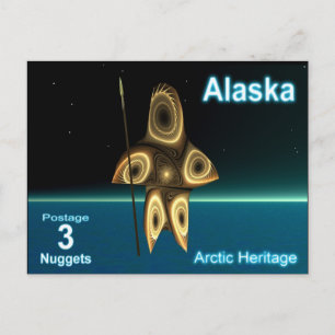 Fractal Inuit Hunter - Alaska Postage Vykort