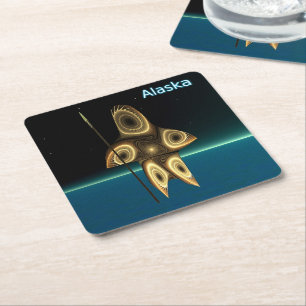 Fractal Inuit Hunter - Alaska Underlägg Papper Kvadrat