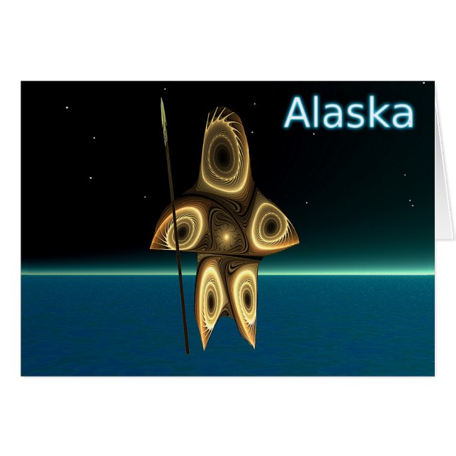 Fractal Inuit Hunter Hälsningskort (Framsidan Horizontal)