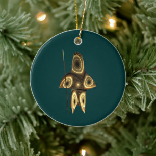 Fractal Inuit Hunter Julgransprydnad Keramik