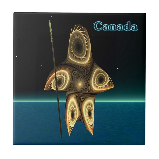 Fractal Inuit Hunter Kakelplatta (Framsidan)