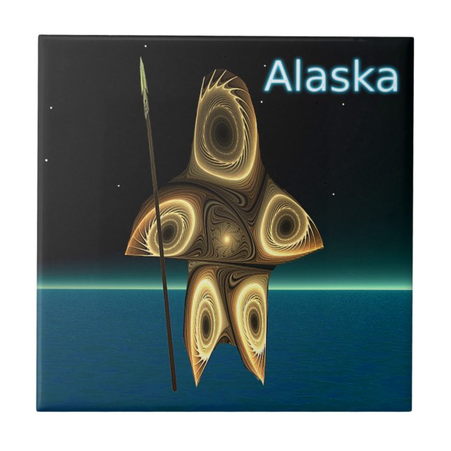 Fractal Inuit Hunter Kakelplatta (Framsidan)