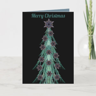 Fractal Julgran Snöflingor och Star Black Helgkort