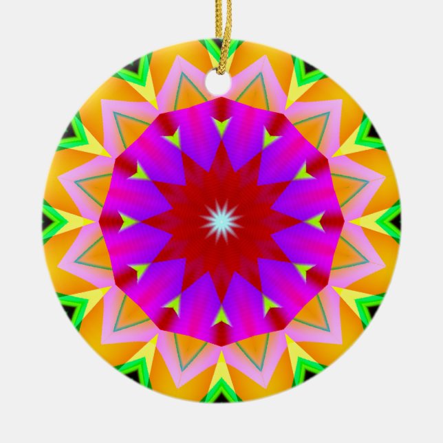 Fractal Kaleidoscope 04 Julgransprydnad Keramik (Framsidan)
