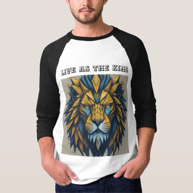 Fractal Kung: Geometric Lejon T-Shirt (Framsida)