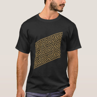 Fractal Layers of Life – Gold Geometric Diagonal T Shirt
