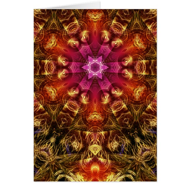 Fractal Light Golden Starburgh Card Hälsningskort (Framsidan)