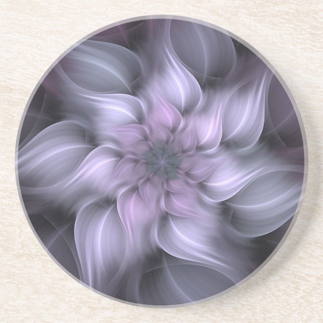 Fractal Lila Flower Sandstone Underlägg (Framsidan)