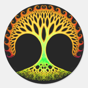 Fractal Livets träd inspirationsetiketter Runt Klistermärke