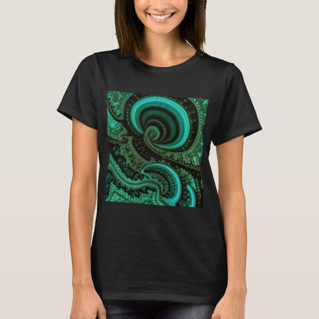 Fractal Malachite1 T Shirt (Framsida)