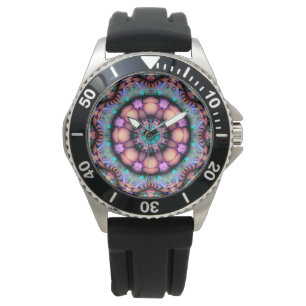 Fractal Mandala Blommigt Psychedelic Armbandsur