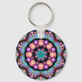 Fractal Mandala Blommigt Psychedelic Art Nyckelring