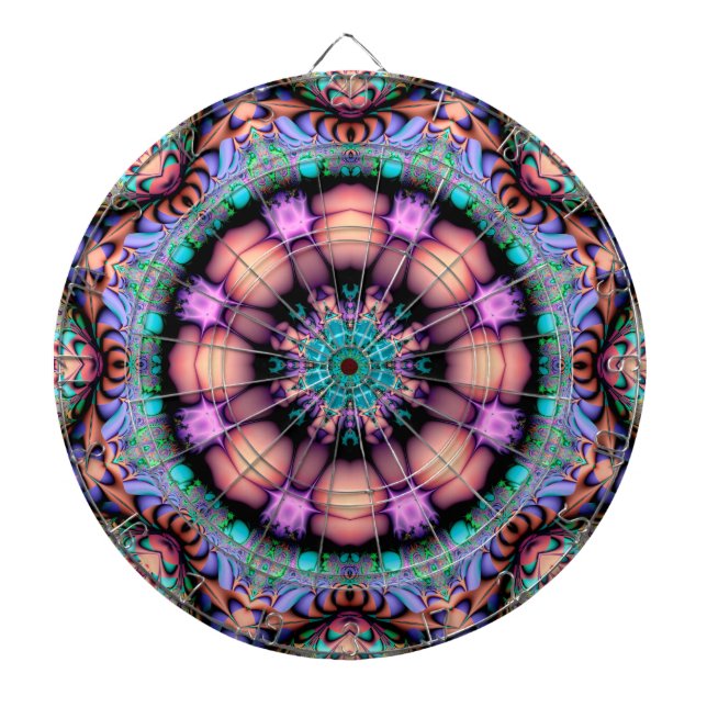 Fractal Mandala Blommigt Psychedelic Darttavla (Framsidan)