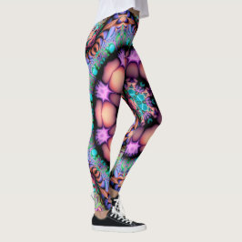 Fractal Mandala Blommigt Psychedelic Leggings