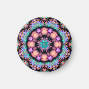 Fractal Mandala Blommigt Psychedelic Magnet