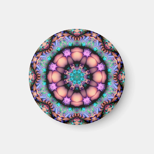 Fractal Mandala Blommigt Psychedelic Magnet (Framsidan)