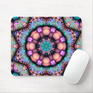 Fractal Mandala Blommigt Psychedelic Musmatta