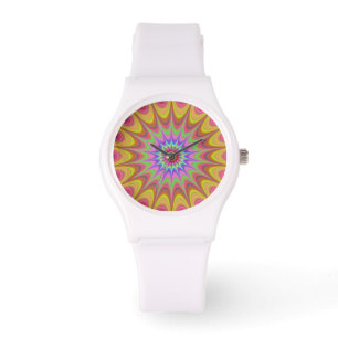 Fractal Mandala Blommigt Psychedelic Retro Trippy Armbandsur