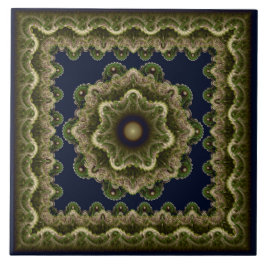 Fractal mandala fairy framkantad ornament kakelplatta