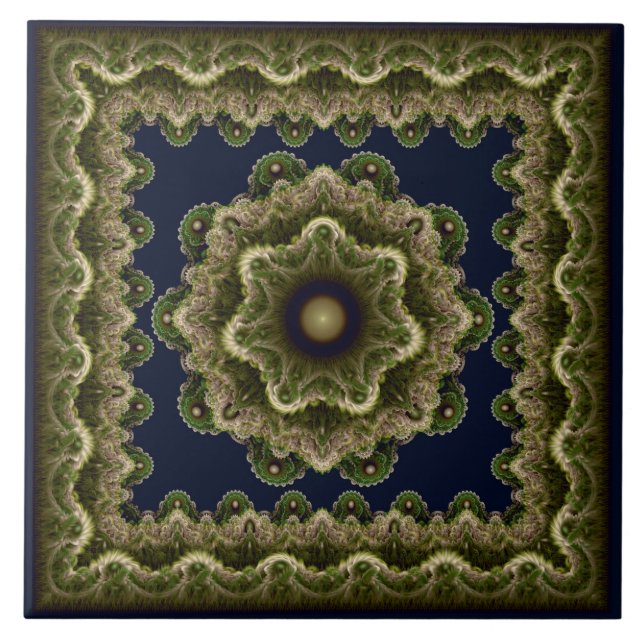 Fractal mandala fairy framkantad ornament kakelplatta (Framsidan)