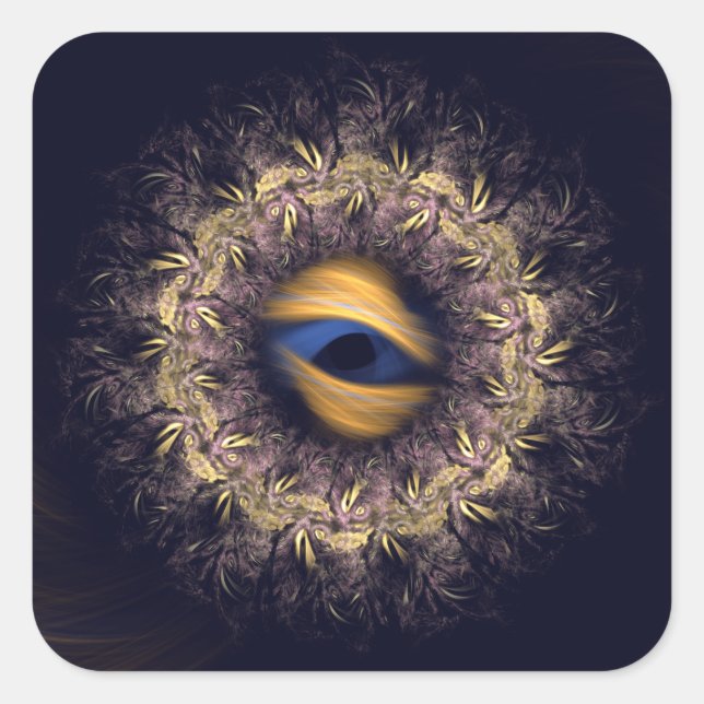 Fractal Mandala Fyrkantigt Klistermärke (Framsida)
