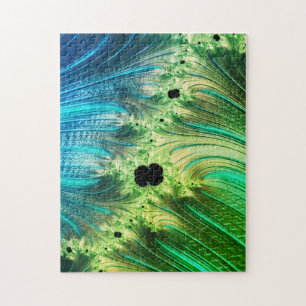 Fractal Mandelbrot Turcos Blue och Neo Mint Pussel