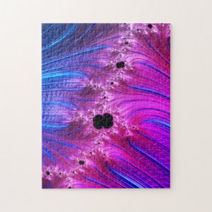 Fractal Mandelbrot Turkos Blue Bright-Rosa Pussel