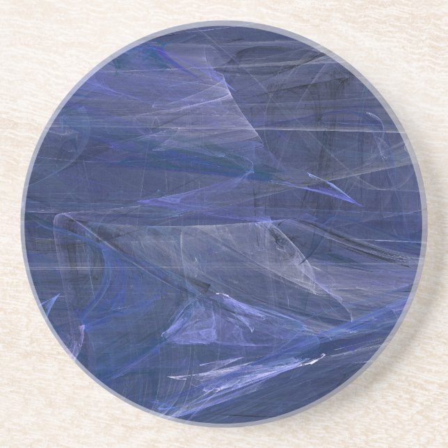Fractal Marble Grunge Series-13—Blue Underlägg 1 a Sandsten (Framsidan)