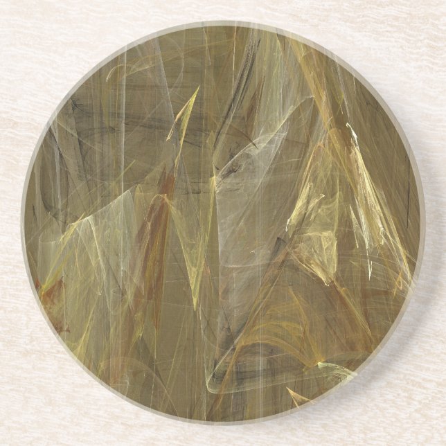 Fractal Marble Grunge Series-13—Guld Underlägg 1 a Sandsten (Framsidan)