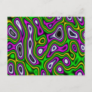 Fractal Maze Gult Grönt Magenta Vykort