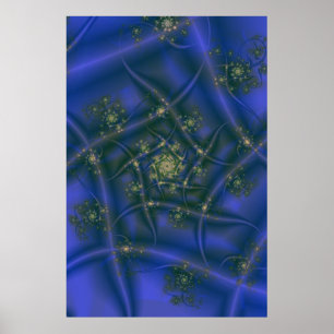 Fractal med Blue Gult och Grönt Spiral Bursts Poster
