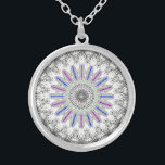 Fractal Minakari Design Silverpläterat Halsband<br><div class="desc">En vacker fractal konst,  Mandala med minakari arbetar.</div>